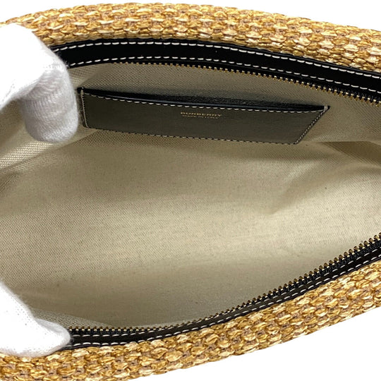 BURBERRY Clutch bag Straw, Leather beige Monogram unisex(Unisex) Used Authentic