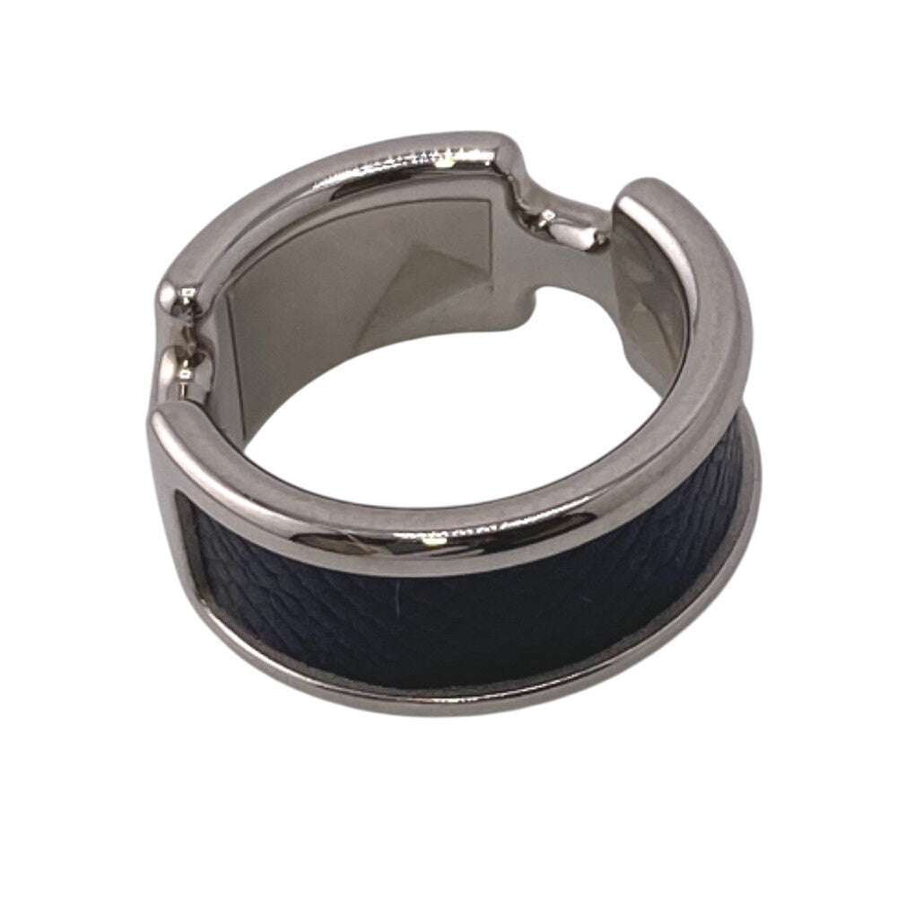 HERMES Ring Gold Plated, Leather black Olympe mens Used Authentic