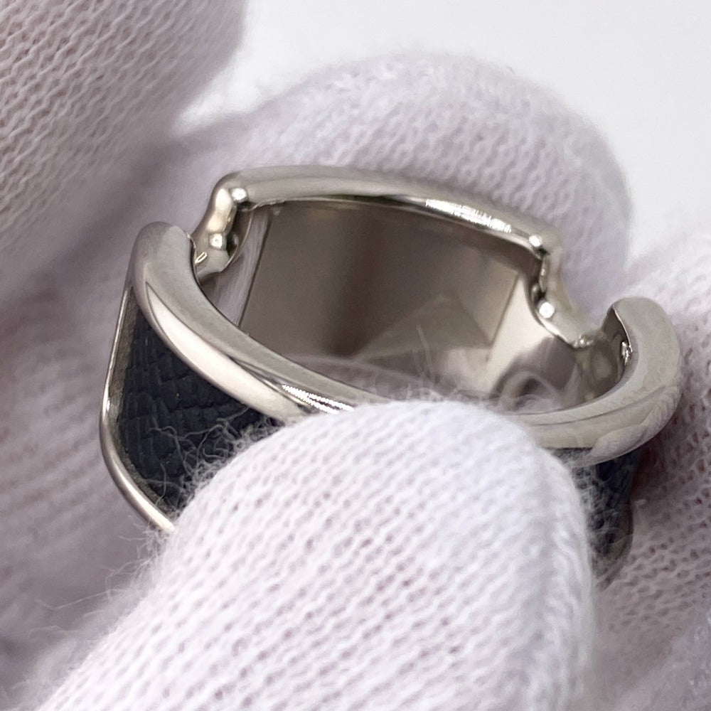 HERMES Ring Gold Plated, Leather black Olympe mens Used Authentic