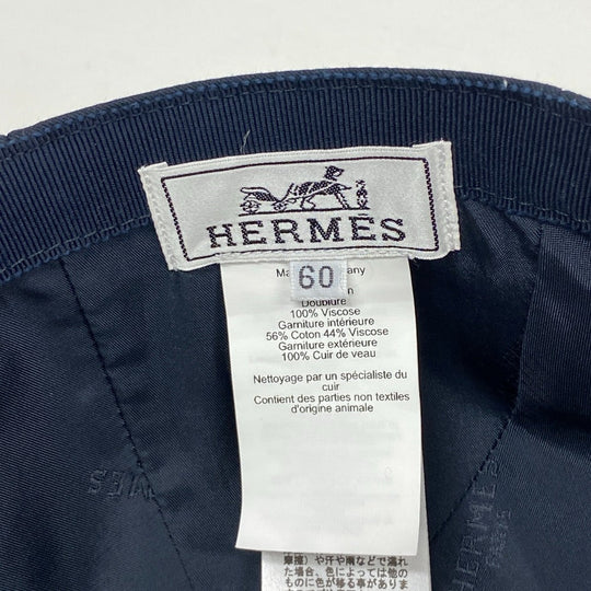 HERMES Other hats cotton black Serie button Miles CDS Women(Unisex) 60 Used Authentic