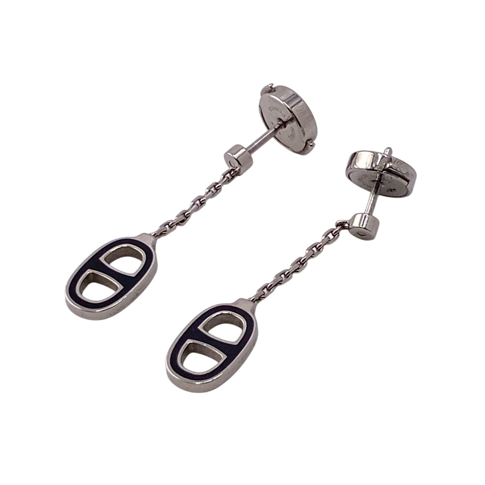 HERMES Pierce Gold Plated Silver Chene Dunkle Women Used Authentic