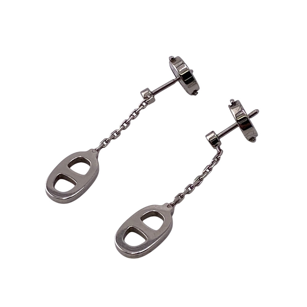 HERMES Pierce Gold Plated Silver Chene Dunkle Women Used Authentic