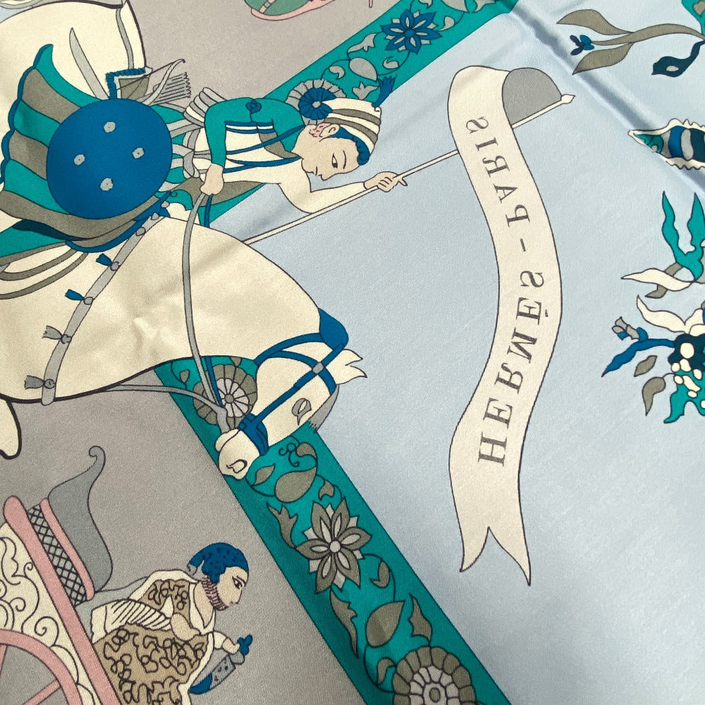 HERMES scarf silk blue Fantaisies indiennes Dazzling India Carre140 Women Used Authentic