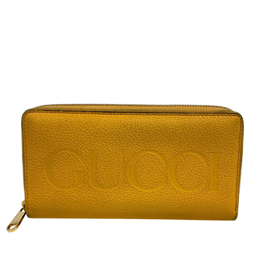 GUCCI Long Wallet Purse 658691 leather yellow Zip Around logo unisex(Unisex) Used Authentic