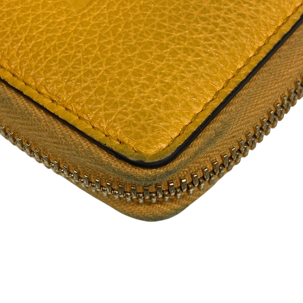 GUCCI Long Wallet Purse 658691 leather yellow Zip Around logo unisex(Unisex) Used Authentic