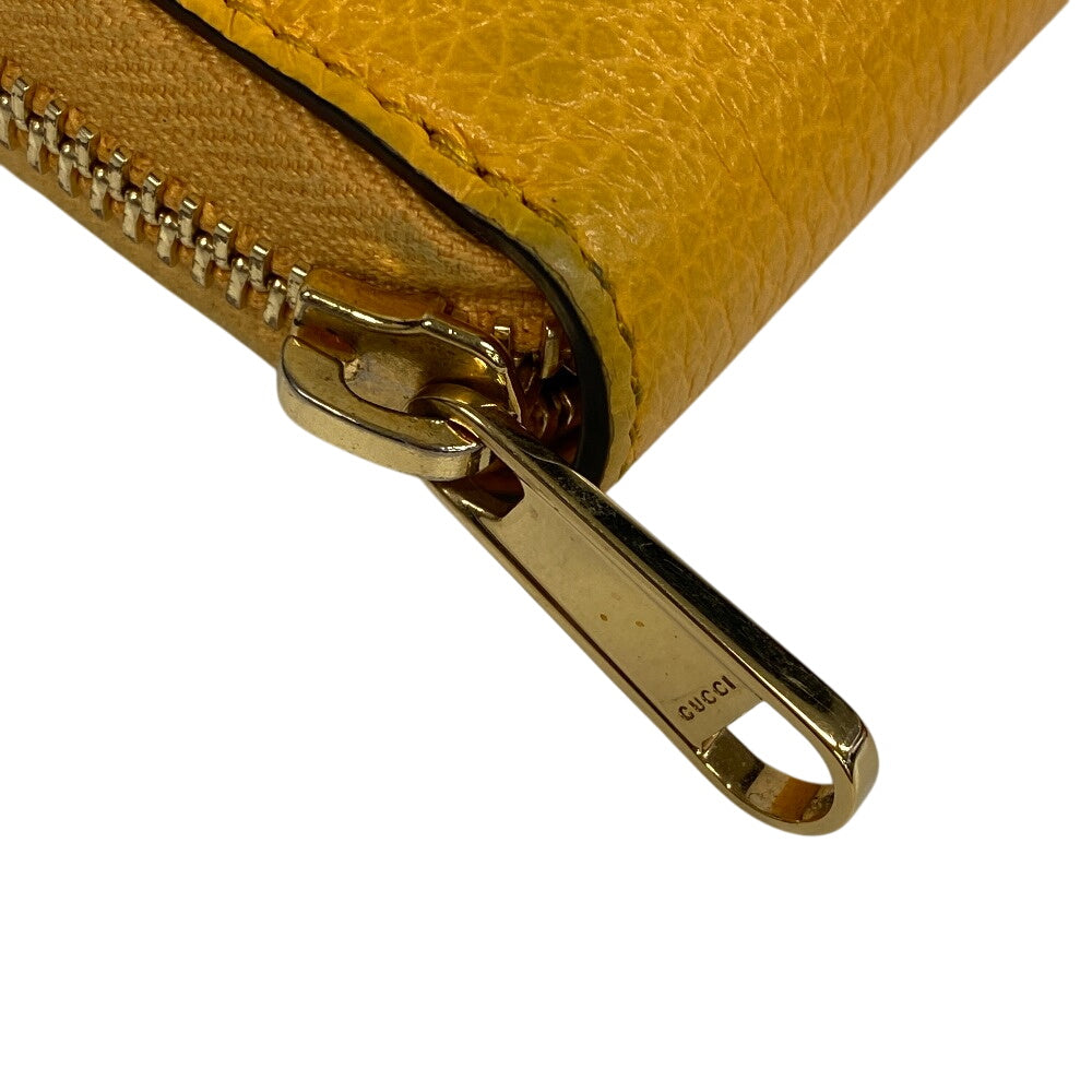 GUCCI Long Wallet Purse 658691 leather yellow Zip Around logo unisex(Unisex) Used Authentic
