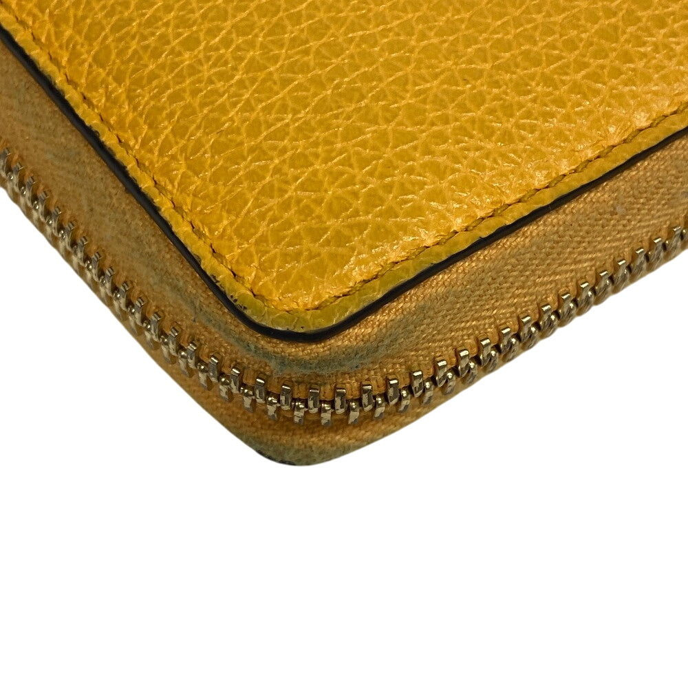 GUCCI Long Wallet Purse 658691 leather yellow Zip Around logo unisex(Unisex) Used Authentic