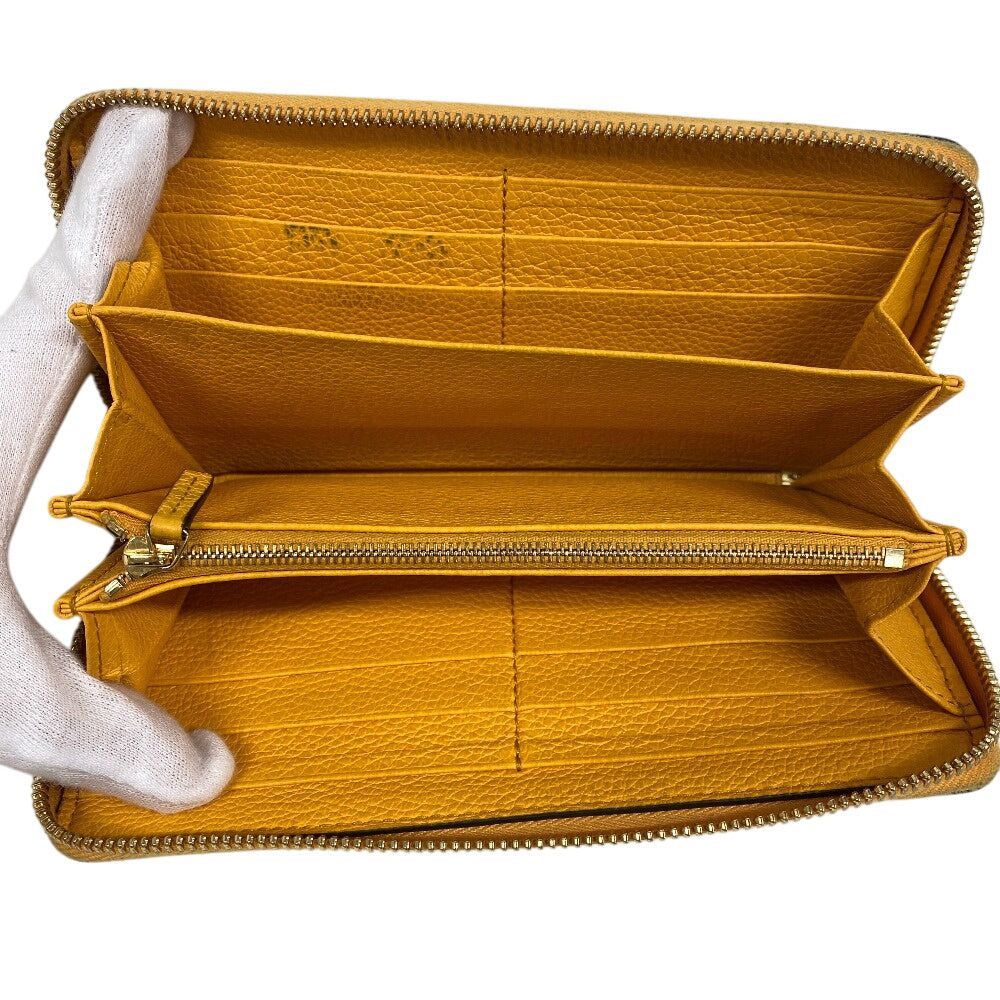 GUCCI Long Wallet Purse 658691 leather yellow Zip Around logo unisex(Unisex) Used Authentic