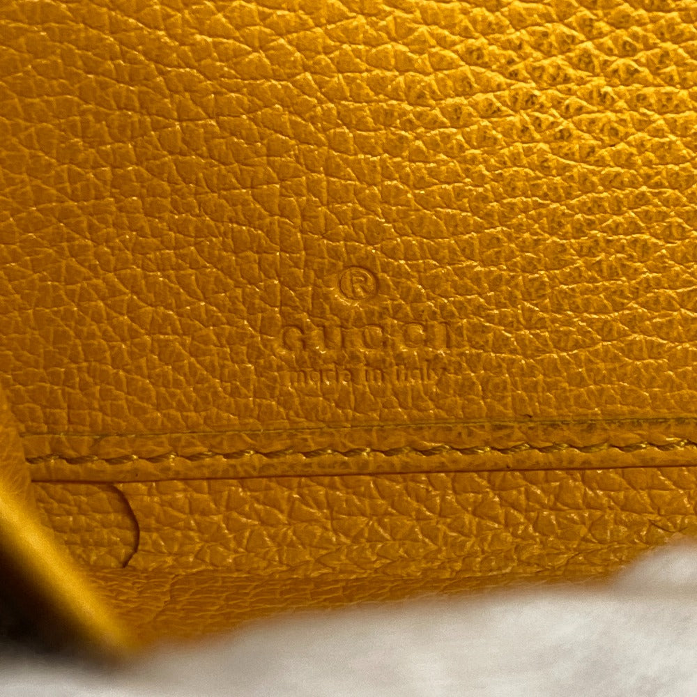 GUCCI Long Wallet Purse 658691 leather yellow Zip Around logo unisex(Unisex) Used Authentic