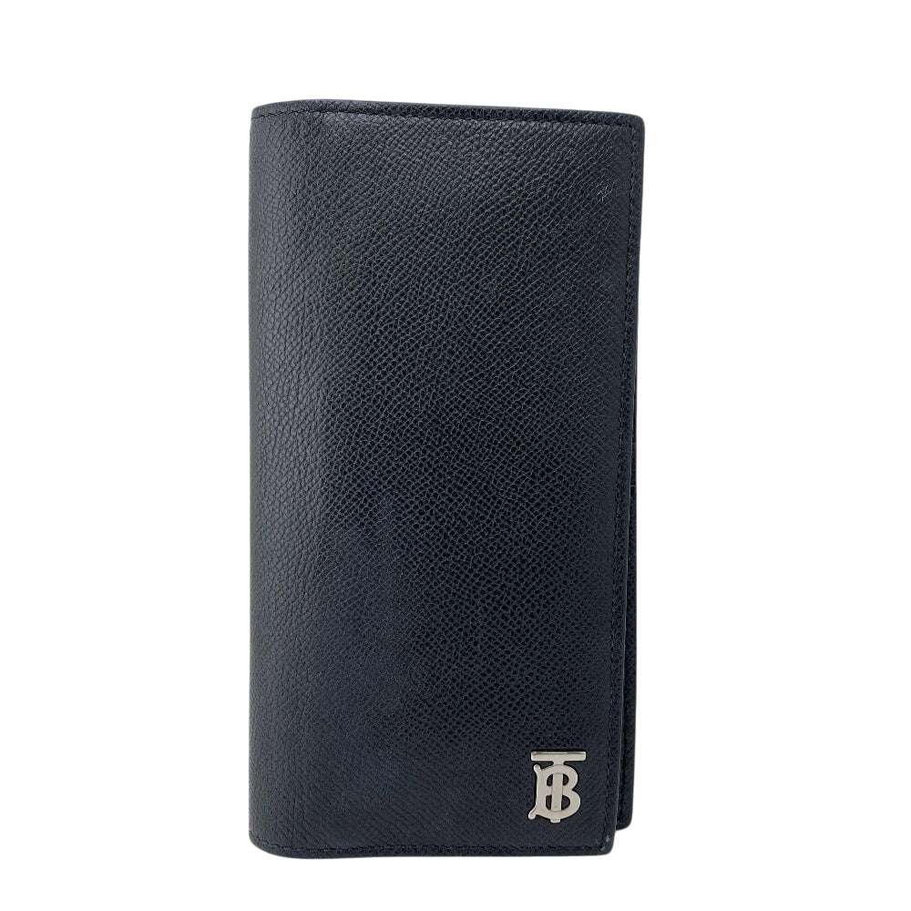 BURBERRY Long Wallet Purse 8062692 leather black 1 TB logo Bifold Wallet(Unisex) Used Authentic