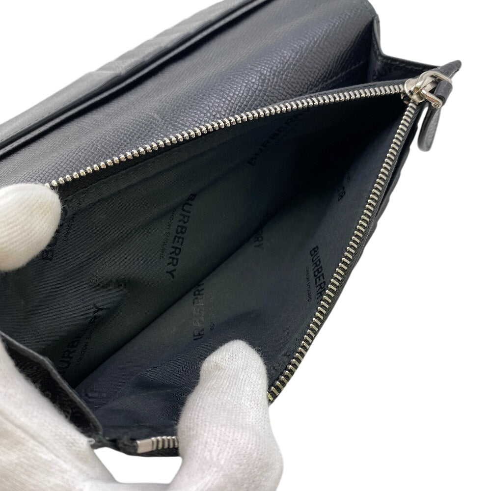 BURBERRY Long Wallet Purse 8062692 leather black 1 TB logo Bifold Wallet(Unisex) Used Authentic