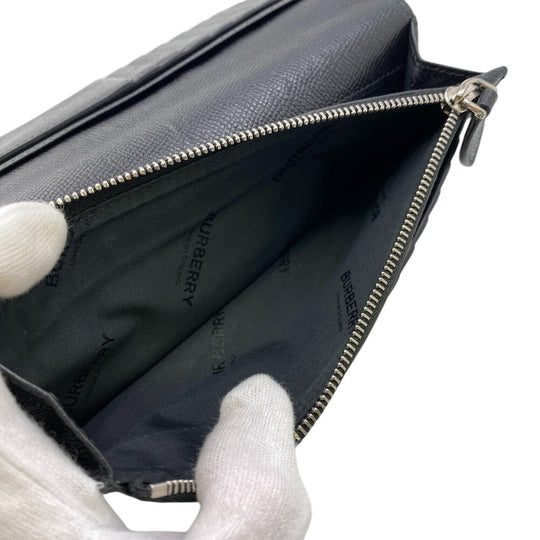 BURBERRY Long Wallet Purse 8062692 leather black 1 TB logo Bifold Wallet(Unisex) Used Authentic
