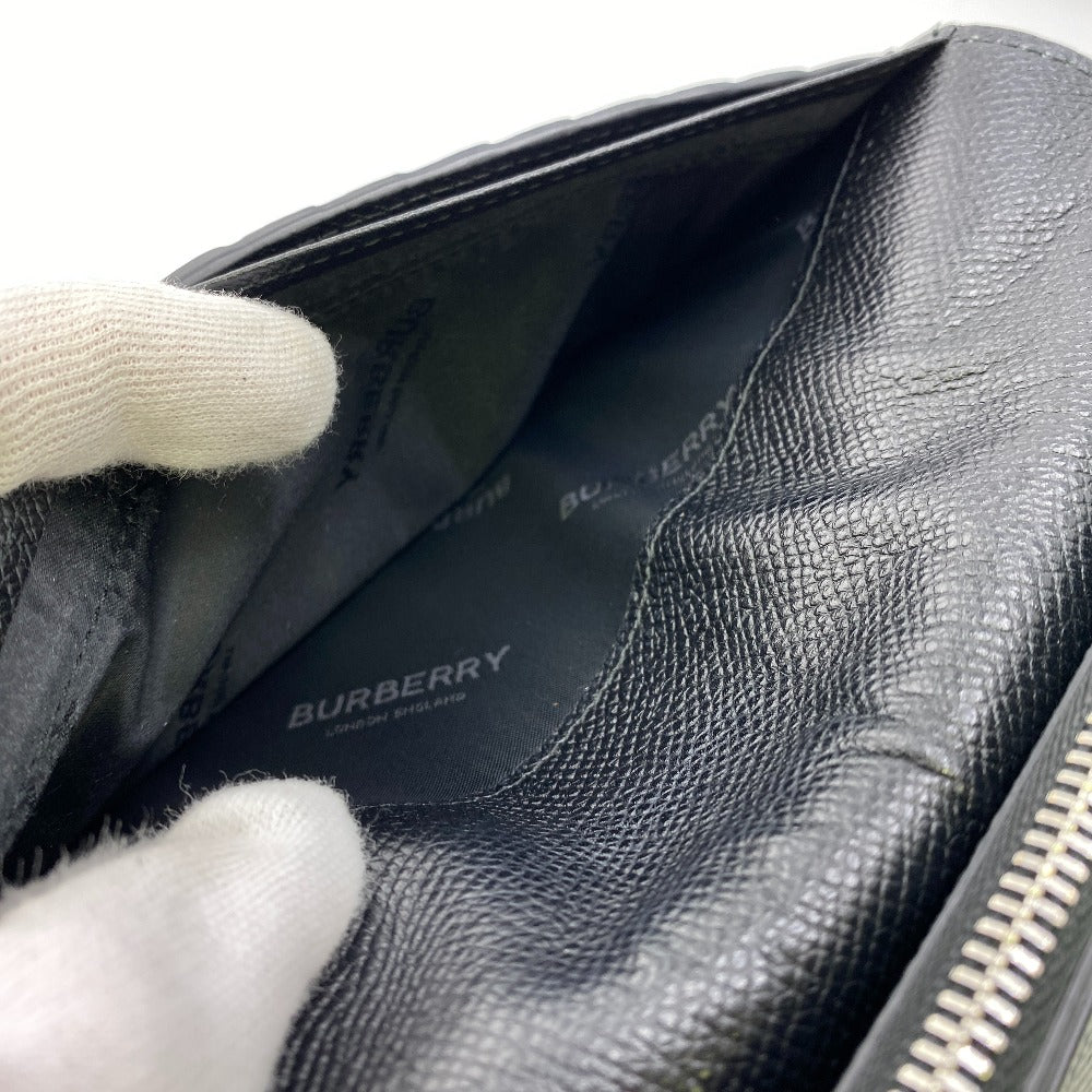 BURBERRY Long Wallet Purse 8062692 leather black 1 TB logo Bifold Wallet(Unisex) Used Authentic