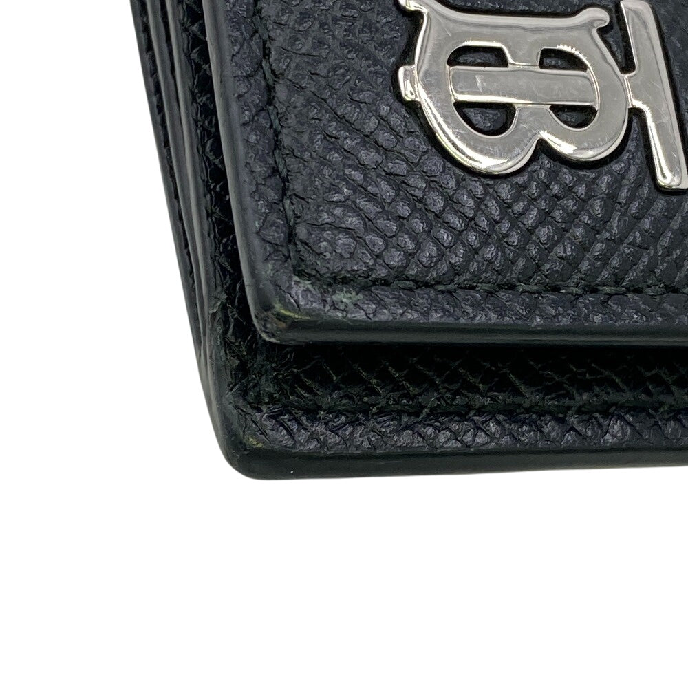 BURBERRY Long Wallet Purse 8062692 leather black 1 TB logo Bifold Wallet(Unisex) Used Authentic