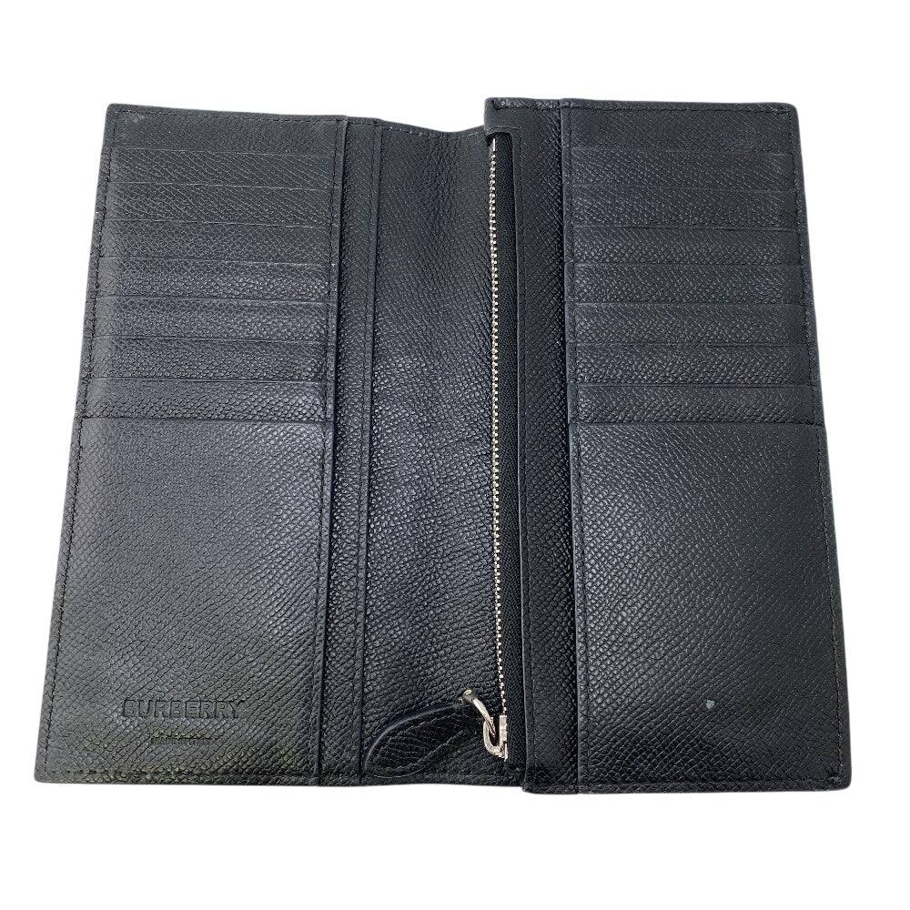 BURBERRY Long Wallet Purse 8062692 leather black 1 TB logo Bifold Wallet(Unisex) Used Authentic