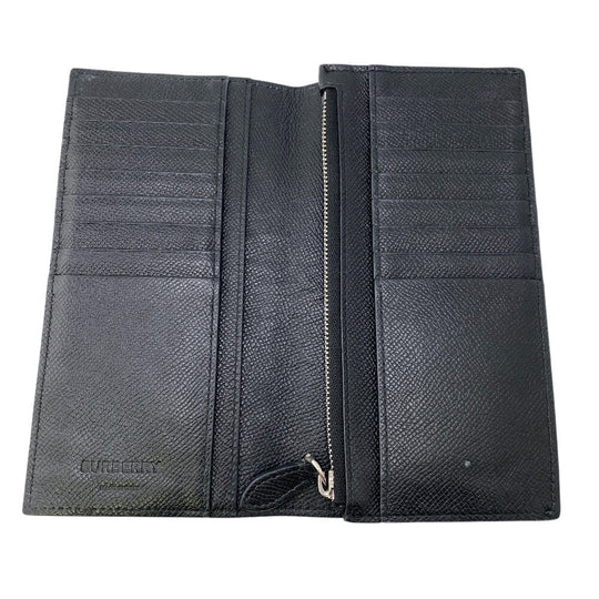 BURBERRY Long Wallet Purse 8062692 leather black 1 TB logo Bifold Wallet(Unisex) Used Authentic