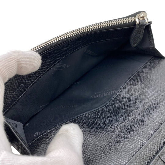 BURBERRY Long Wallet Purse 8062692 leather black 1 TB logo Bifold Wallet(Unisex) Used Authentic