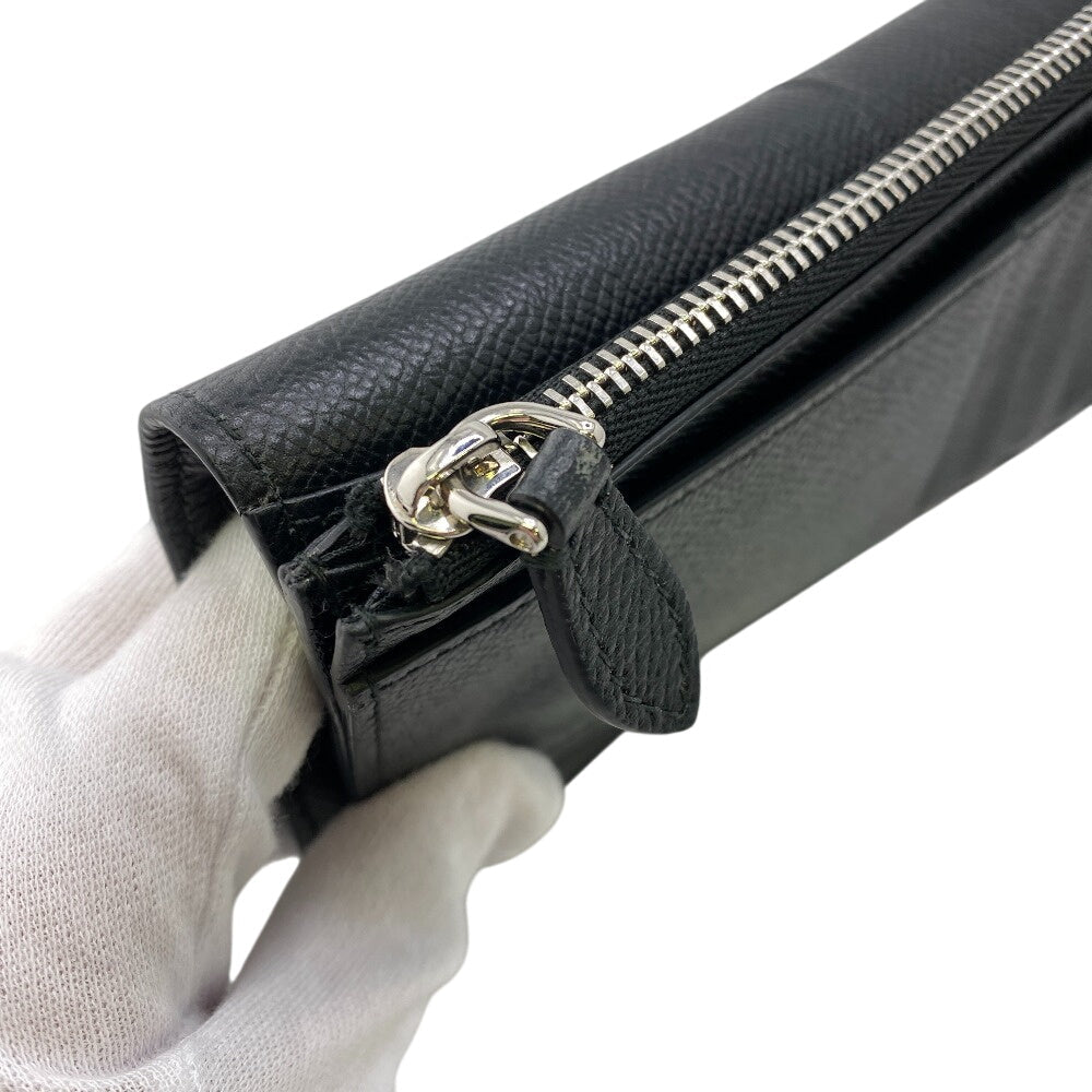 BURBERRY Long Wallet Purse 8062692 leather black 1 TB logo Bifold Wallet(Unisex) Used Authentic