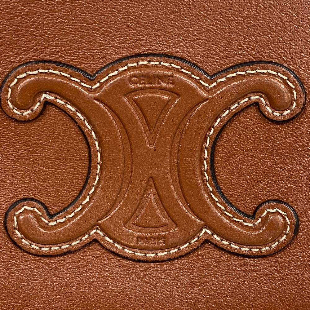 CELINE Shoulder Bag leather Brown Triomphe Women Used Authentic