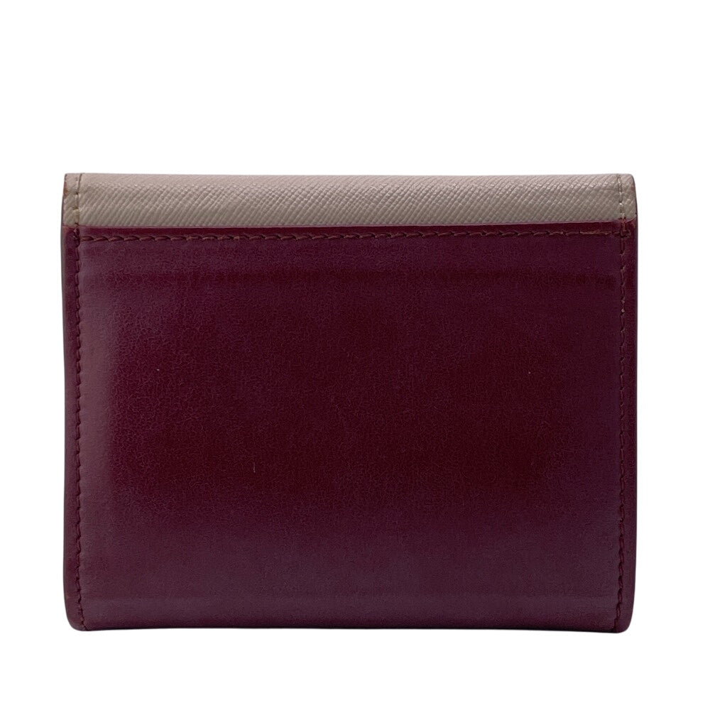 MARNI Tri-fold wallet leather beige Button hook type Women Used Authentic