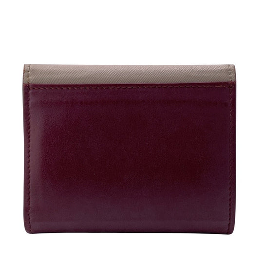 MARNI Tri-fold wallet leather beige Button hook type Women Used Authentic