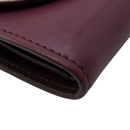 MARNI Tri-fold wallet leather beige Button hook type Women Used Authentic