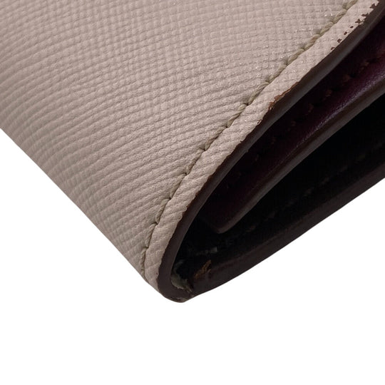 MARNI Tri-fold wallet leather beige Button hook type Women Used Authentic