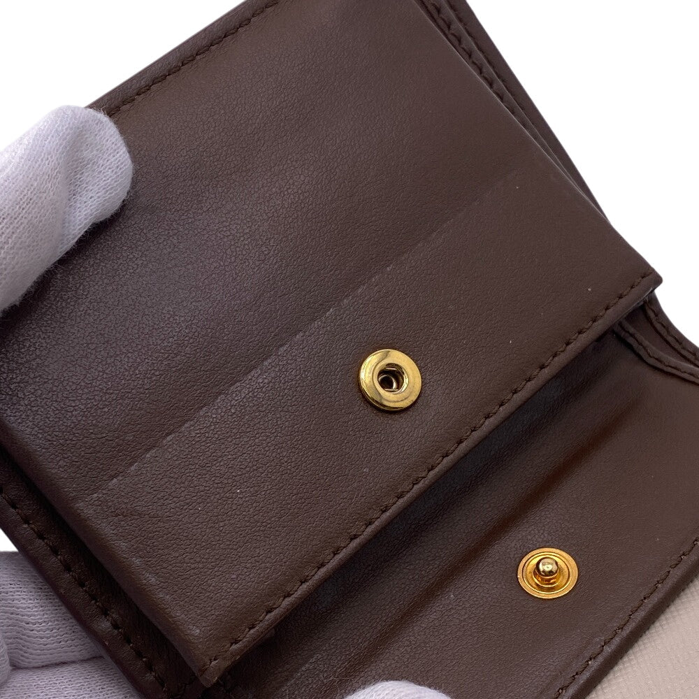 MARNI Tri-fold wallet leather beige Button hook type Women Used Authentic