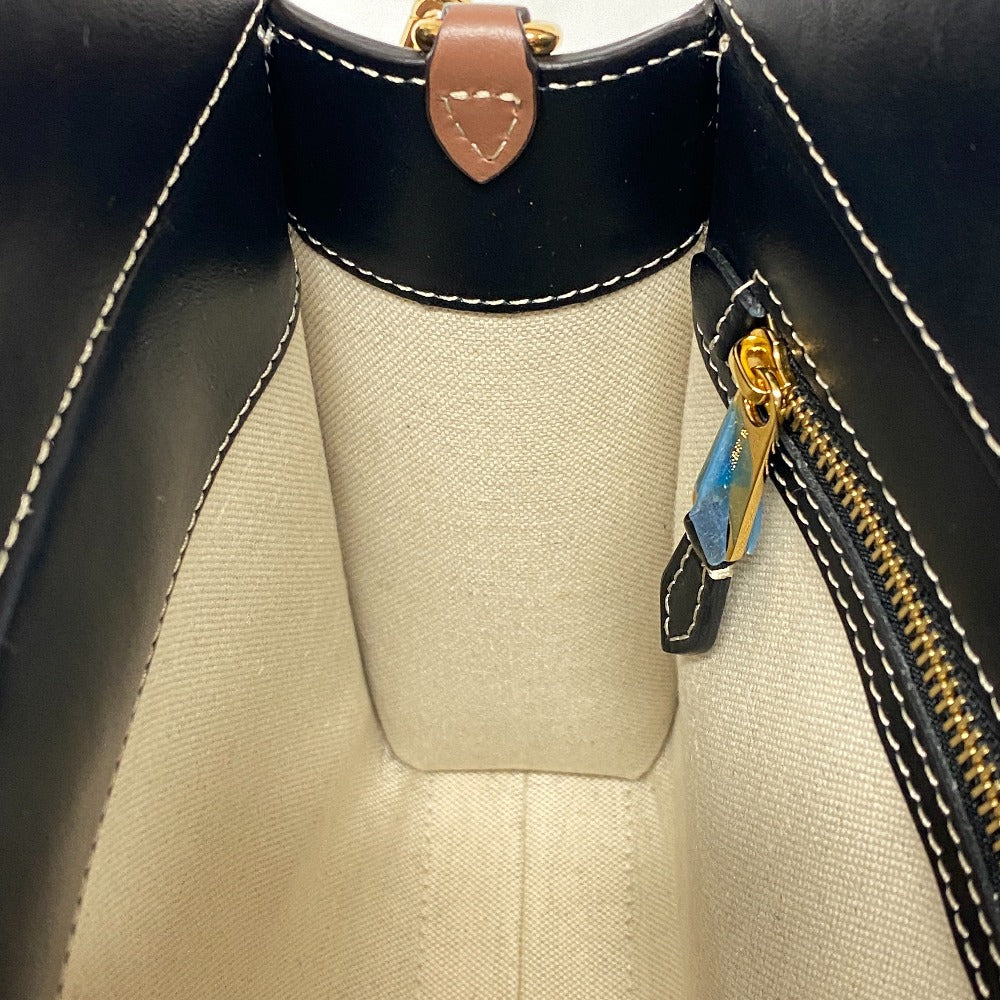 BURBERRY Handbag Canvas, Leather black 2WAY Horse ferry print Mini two-tone Women Used Authentic