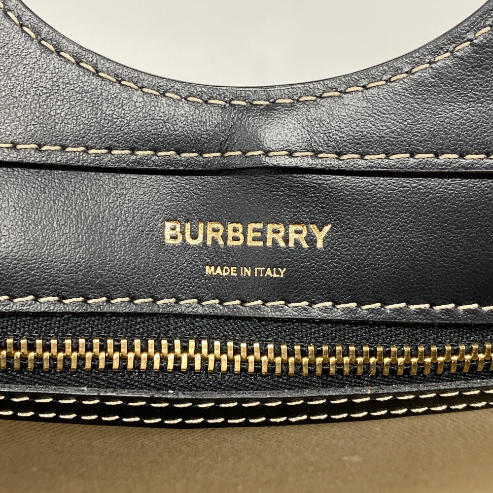 BURBERRY Handbag Canvas, Leather black 2WAY Horse ferry print Mini two-tone Women Used Authentic