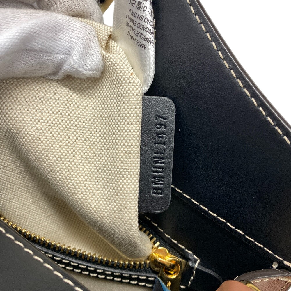 BURBERRY Handbag Canvas, Leather black 2WAY Horse ferry print Mini two-tone Women Used Authentic