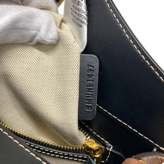 BURBERRY Handbag Canvas, Leather black 2WAY Horse ferry print Mini two-tone Women Used Authentic