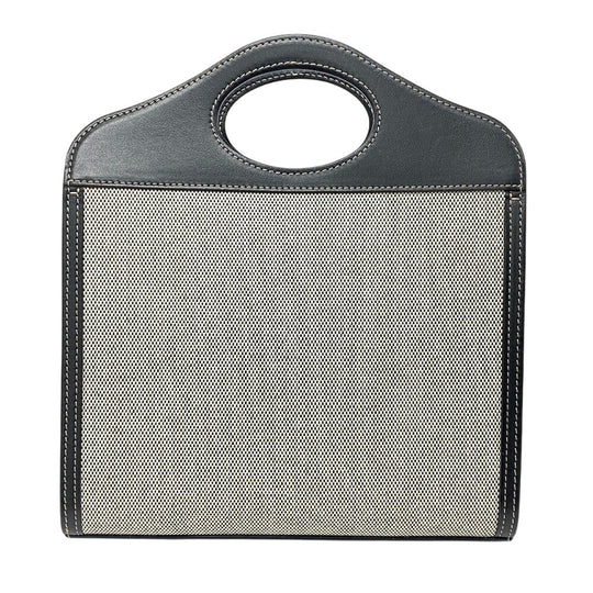 BURBERRY Handbag Canvas, Leather black 2WAY Horse ferry print Mini two-tone Women Used Authentic