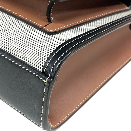 BURBERRY Handbag Canvas, Leather black 2WAY Horse ferry print Mini two-tone Women Used Authentic