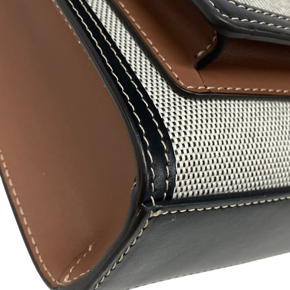 BURBERRY Handbag Canvas, Leather black 2WAY Horse ferry print Mini two-tone Women Used Authentic