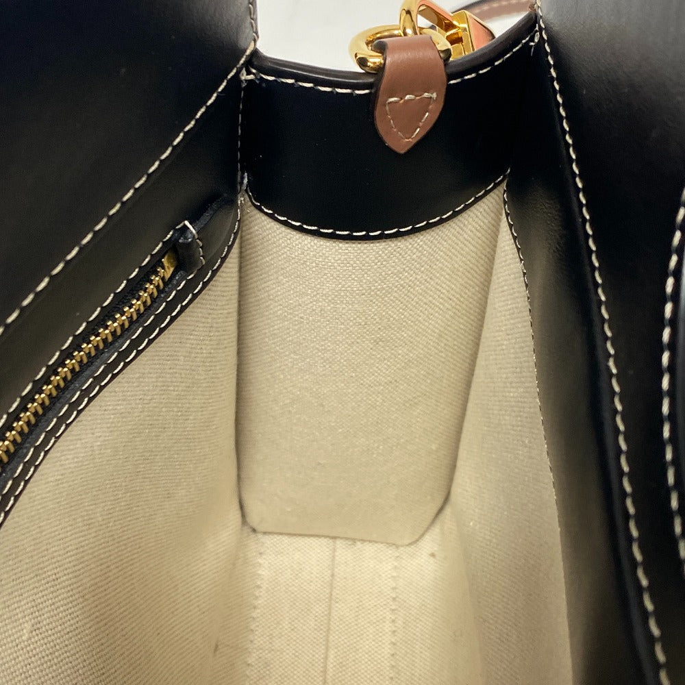 BURBERRY Handbag Canvas, Leather black 2WAY Horse ferry print Mini two-tone Women Used Authentic