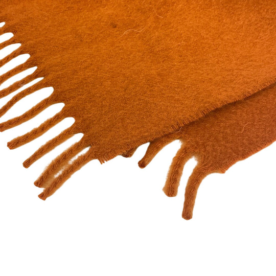 HERMES Scarf cashmere Orange 1 fringe(Unisex) Used Authentic
