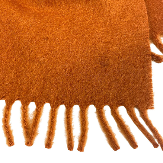 HERMES Scarf cashmere Orange 1 fringe(Unisex) Used Authentic