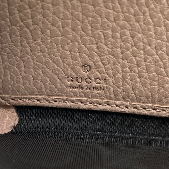 GUCCI Long Wallet Purse 456117 Calfskin Dusty Pink Zip Around GG Marmont GG Supreme Women Used Authentic