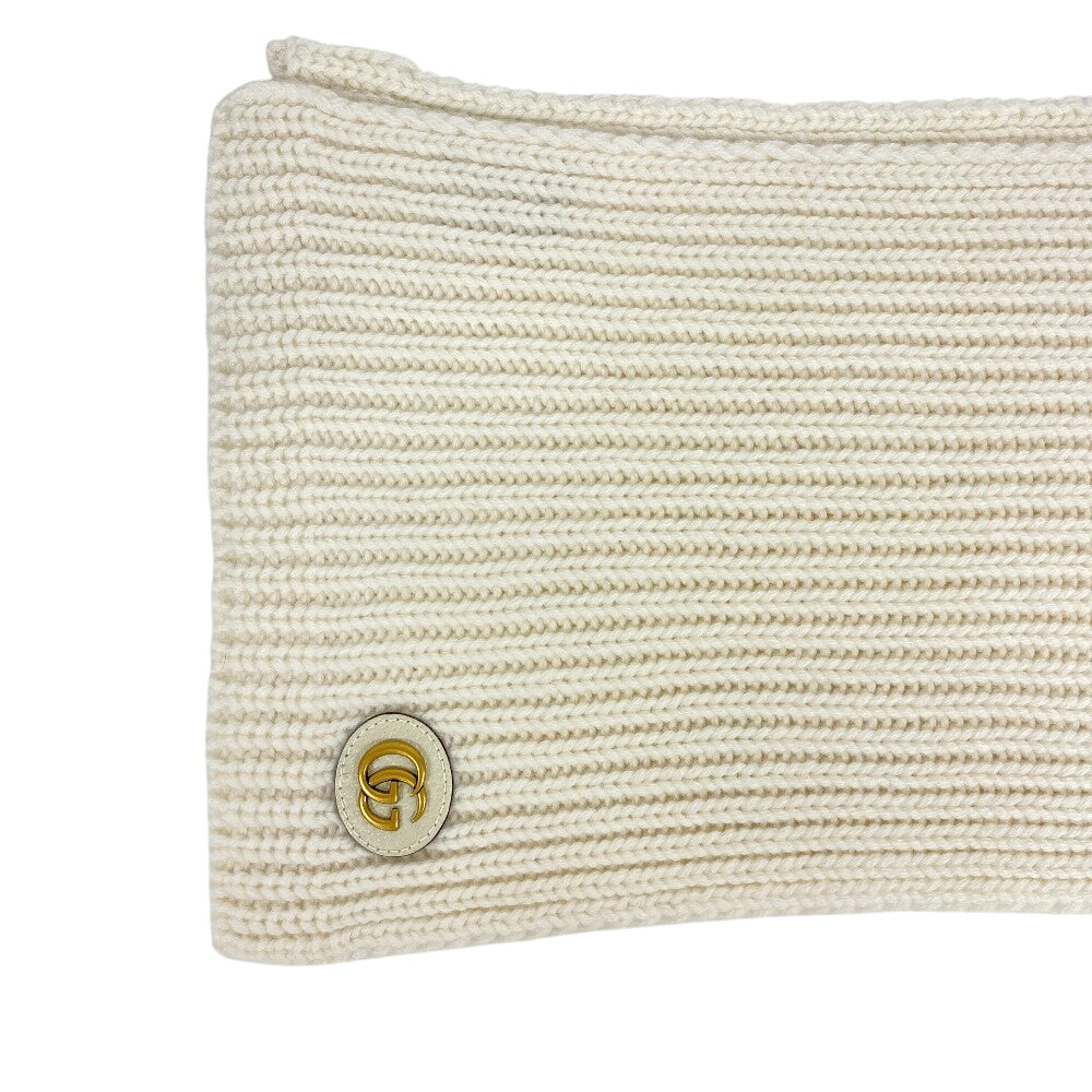 GUCCI Scarf 773426 Wool, Cashmere white Double G Women Used Authentic
