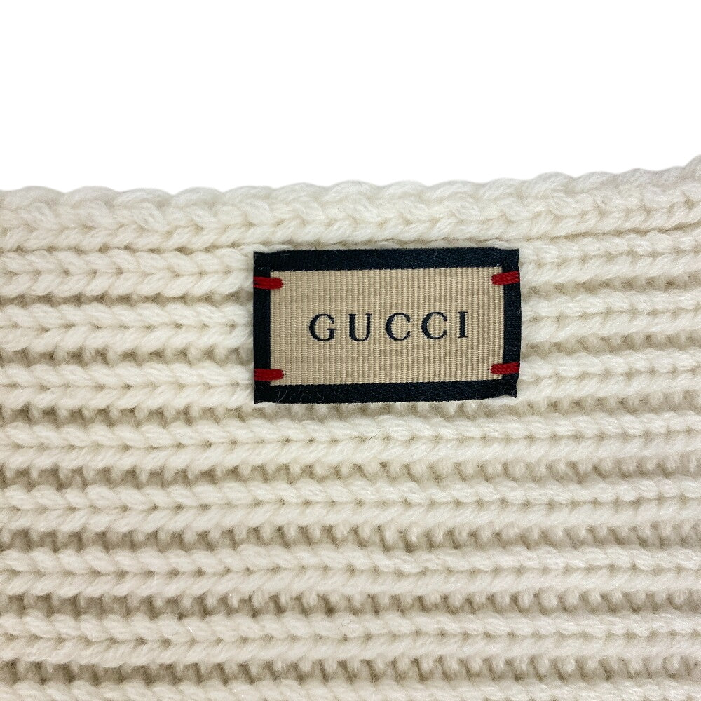 GUCCI Scarf 773426 Wool, Cashmere white Double G Women Used Authentic