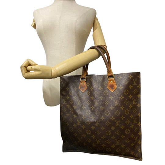 LOUIS VUITTON Tote Bag M51140 leather Brown Monogram Sac Plat Women(Unisex) Used Authentic