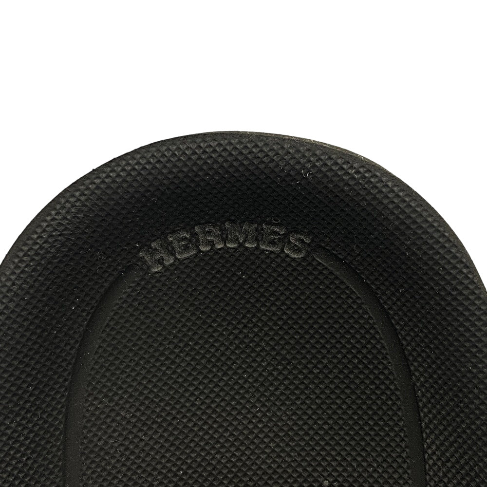 HERMES Sandals leather black velcro strap Enid Women 35 Used Authentic