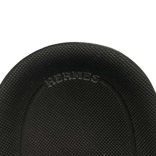 HERMES Sandals leather black velcro strap Enid Women 35 Used Authentic