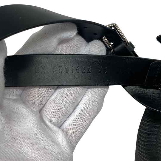 HERMES Sandals leather black velcro strap Enid Women 35 Used Authentic