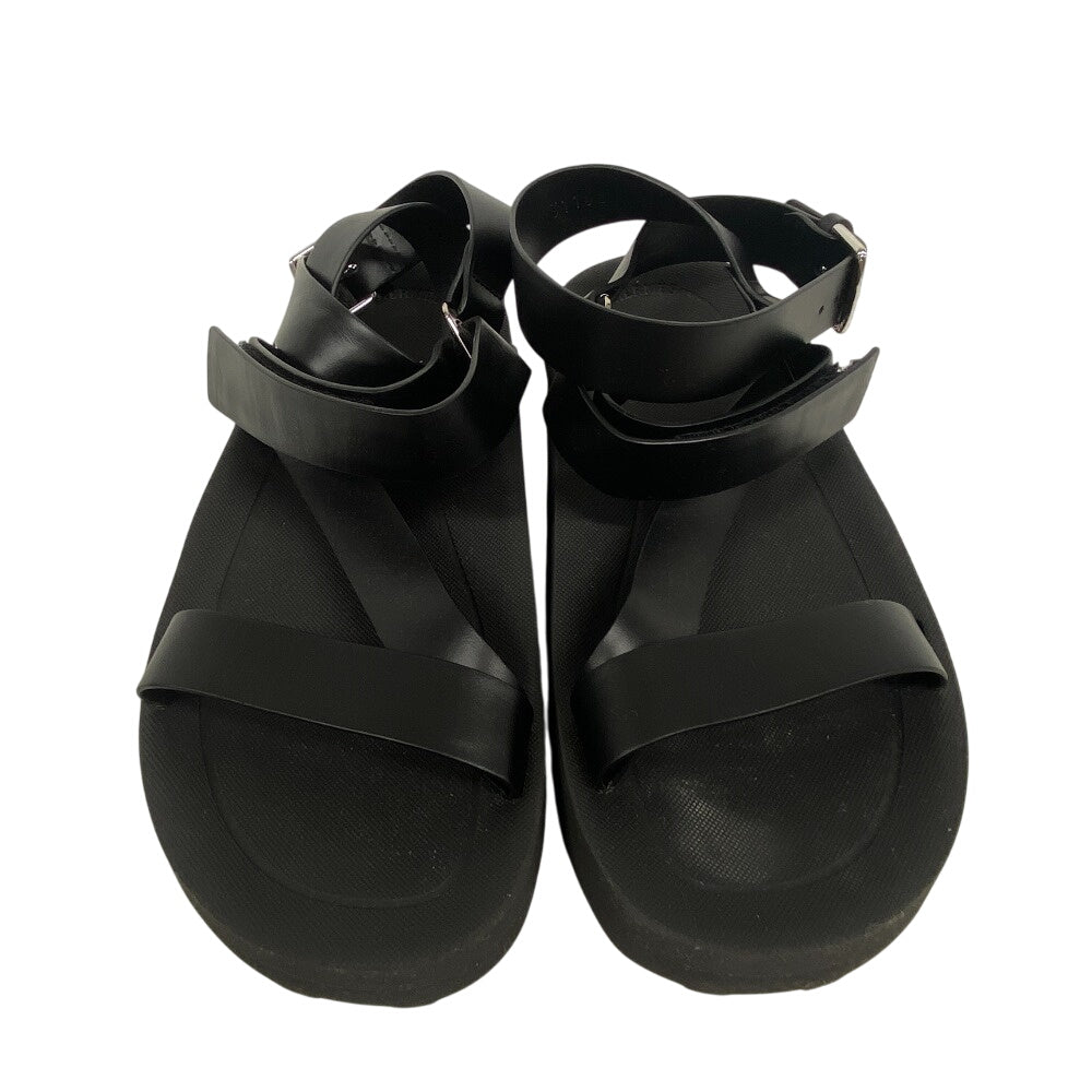 HERMES Sandals leather black velcro strap Enid Women 35 Used Authentic