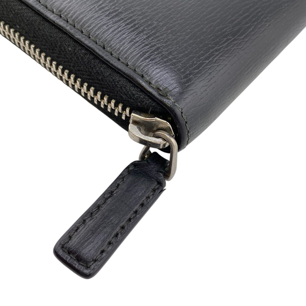 GUCCI Long Wallet Purse 408801 leather black Zip Around Interlocking G mens(Unisex) Used Authentic