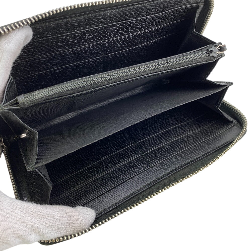 GUCCI Long Wallet Purse 408801 leather black Zip Around Interlocking G mens(Unisex) Used Authentic