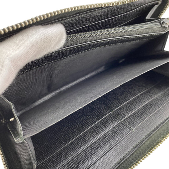 GUCCI Long Wallet Purse 408801 leather black Zip Around Interlocking G mens(Unisex) Used Authentic
