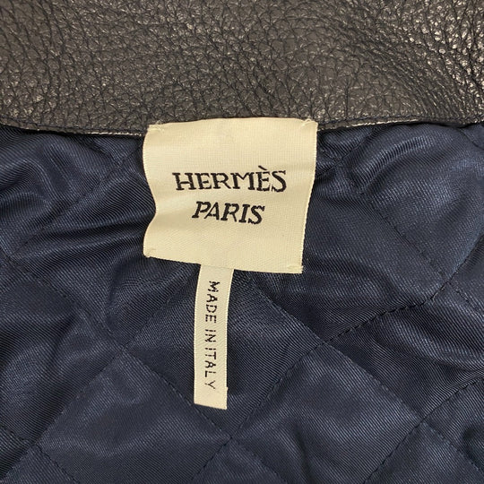 HERMES Riders jacket Sheepskin, Cashmere black liner vest mens 34 Used Authentic